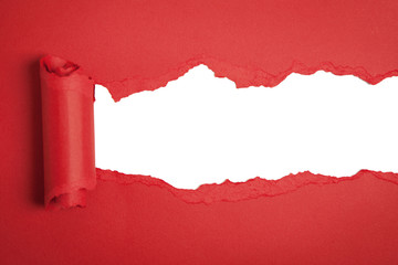 Torn red paper with space for text