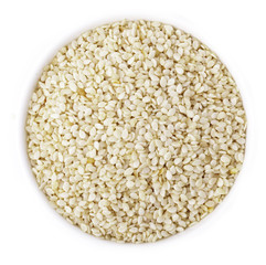 Sesame seeds on white