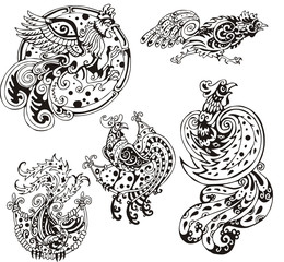 Obraz premium Stylized roosters