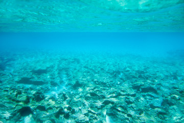 Ibiza Formentera underwater rocks in turquoise sea
