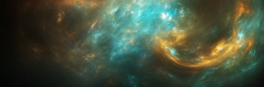 Fototapeta panoramic space scene with stars and nebula