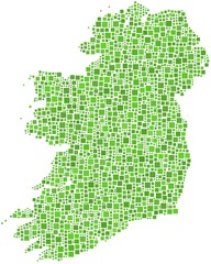 Fototapeta na wymiar Map of Ireland - Europe - in a mosaic of green squares