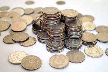 financial pyramid of five  roubles coins
