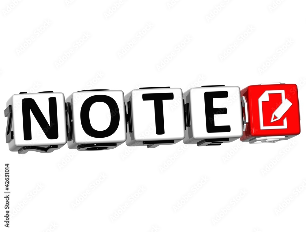 Poster 3d note button click here block text