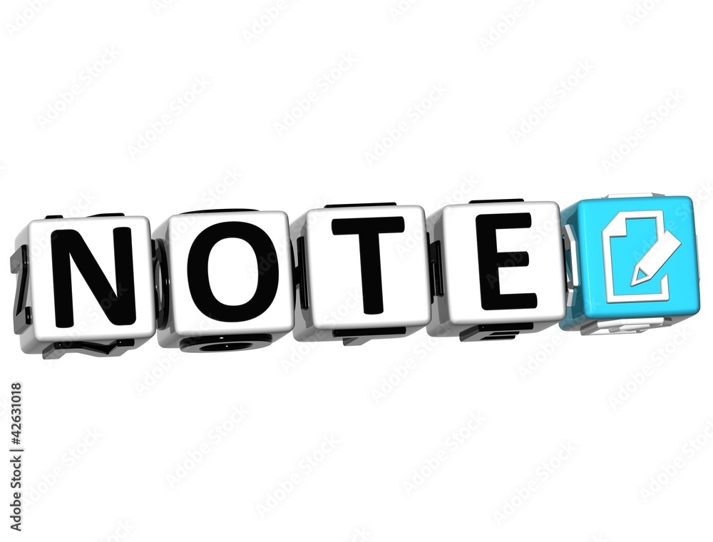Poster 3d note button click here block text