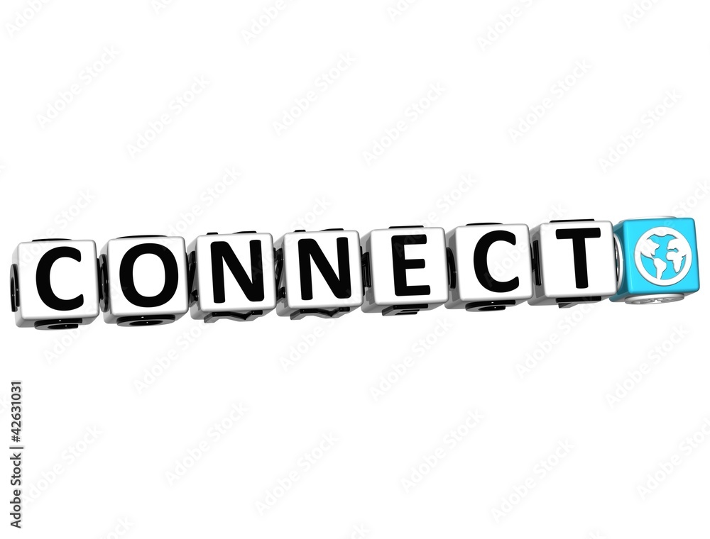 Poster 3d connect button click here block text