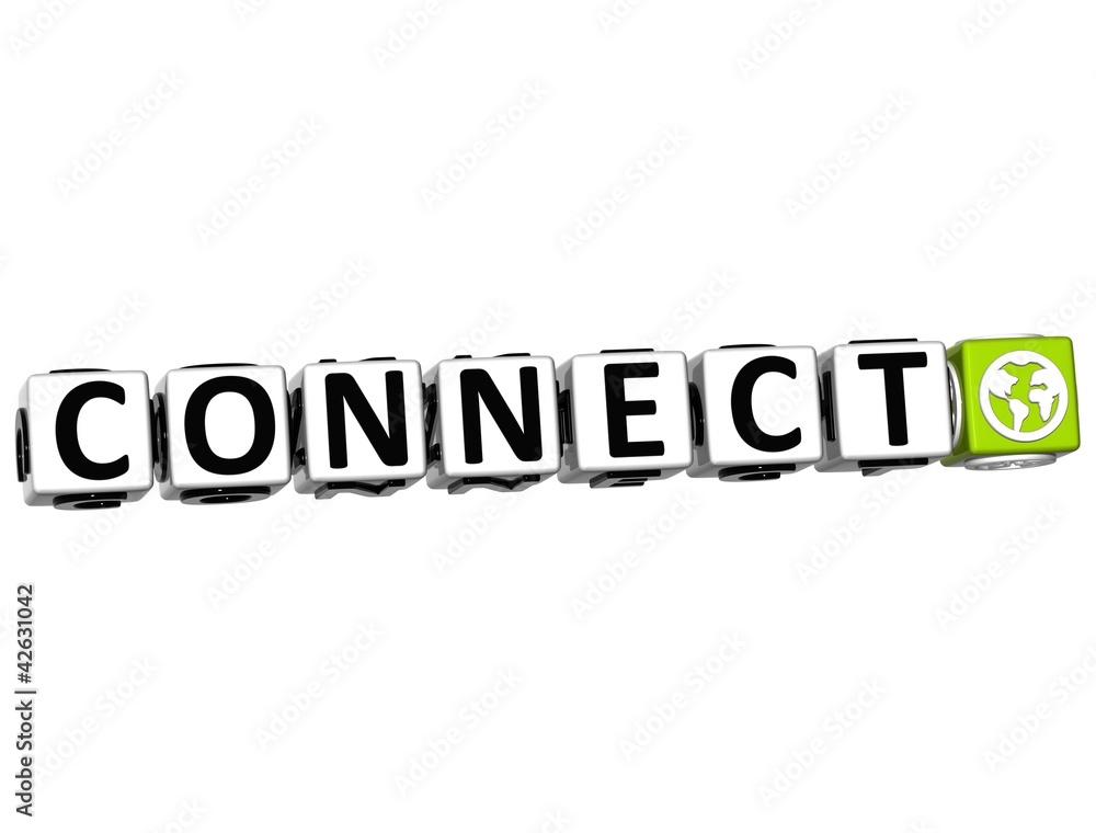 Poster 3d connect button click here block text