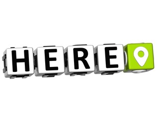 3D Here Button Click Here Block Text