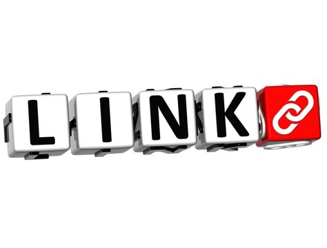 3D Link Button Click Here Block Text