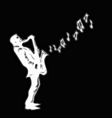 Abstract stylised saxophone player