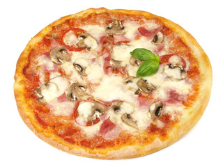 Pizza mit Schinken und Champignons