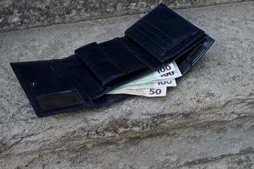 Lost wallet, bankruptcy concept.