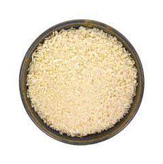 Panko style bread crumbs in bowl