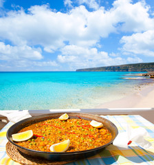 Paella mediterranean rice food in balearic islands © lunamarina