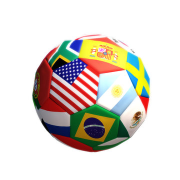 3d rendering of a Soccer or football with countries
