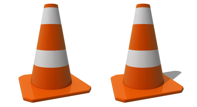 Road cones isolated on white