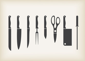 Icons of kitchen knifes