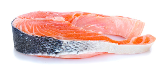 fresh salmon steak isolated on white