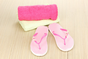 Beach accessories on mat