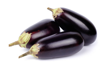 Three eggplant isolated on white background