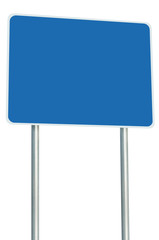 Blank Blue Road Sign Isolated, Large Perspective Copy Space