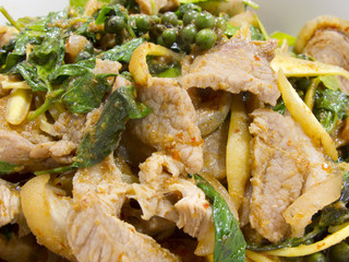 Spicy wild boar fry with thai herb