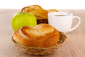 Classical breakfast. Coffee and bun