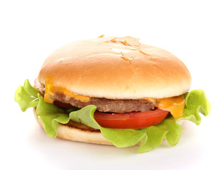 Tasty cheeseburger isolated on white
