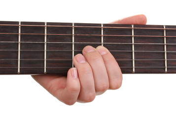 Guitar fretboard isolated on white