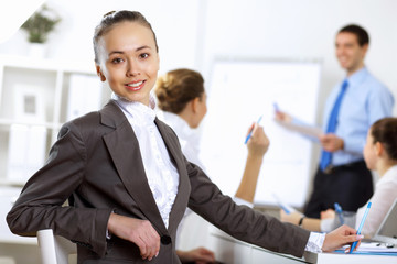 Young business people working together