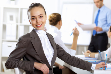 Young business people working together