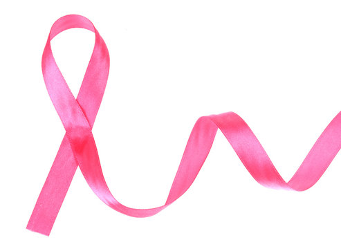 Pink Breast Cancer Ribbon Isolated On White