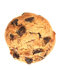 Chocolate chips cookie isolated on white.