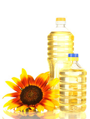 sunflower oil and sunflower isolated on white