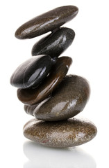 Stack of balanced stones isolated on white