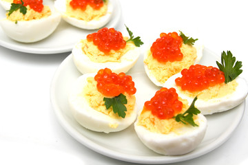 eggs with red caviar