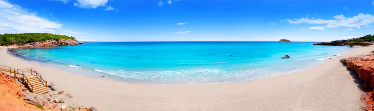 Cala Nova beach in Ibiza island panoramic