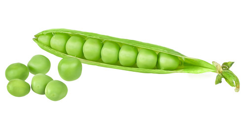 fresh green peas isolated on white
