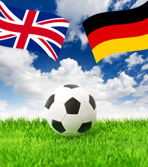 football field and national german and british flag
