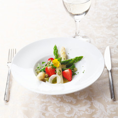 Healthy strawberry and asparagus salad