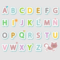 Alphabet set cute stickers