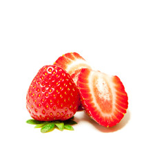 Strawberry Full & Sliced on White