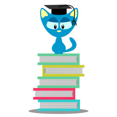 A cute kitty sitting on books