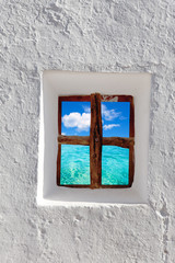 Balearic islands idyllic turquoise beach from house window