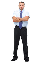 young business man full body isolated on white background