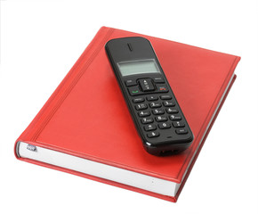 phone on red organizer