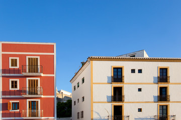 Ibiza island facades from Eivissa town