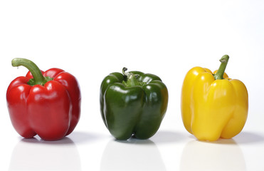 Fresh colorful paprika on a white background