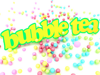 Bubble Tea sticker zwischen Kugeln 3D