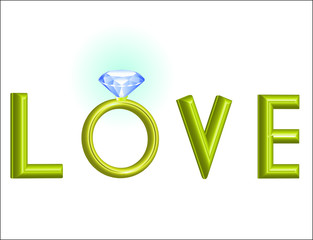 Golden love and diamond ring